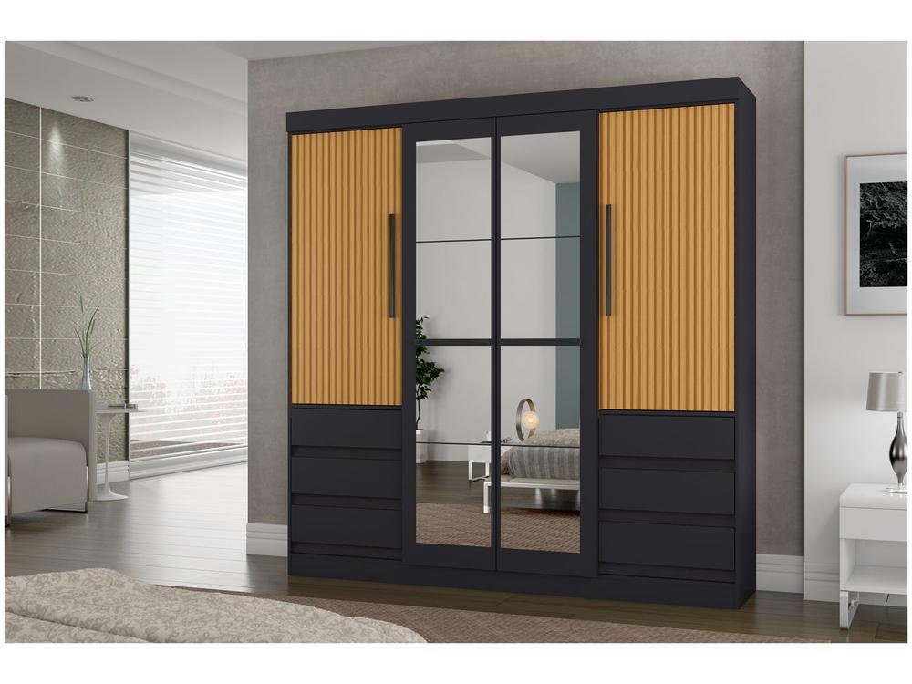 Guarda-roupa Casal com Espelho 4 Portas 6 Gavetas Araplac Sofia - 18