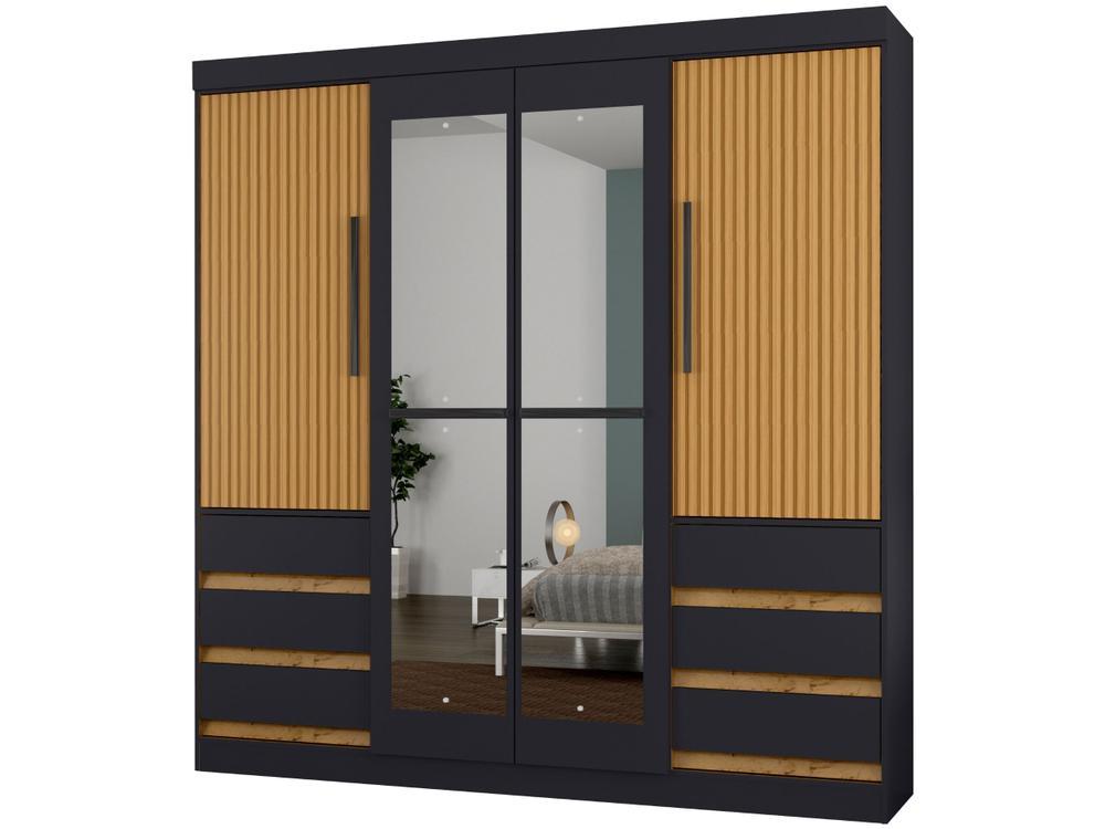 Guarda-roupa Casal com Espelho 4 Portas 6 Gavetas Araplac Sofia - 1