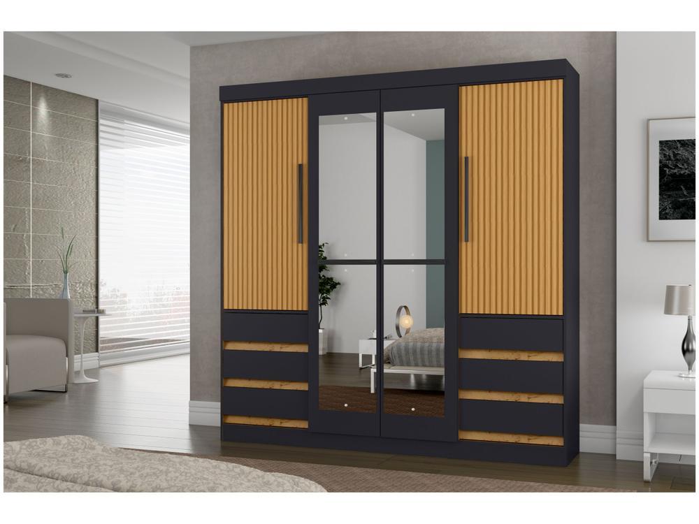 Guarda-roupa Casal com Espelho 4 Portas 6 Gavetas Araplac Sofia - 5