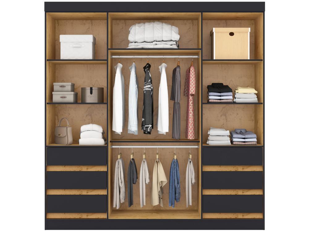 Guarda-roupa Casal com Espelho 4 Portas 6 Gavetas Araplac Sofia - 7
