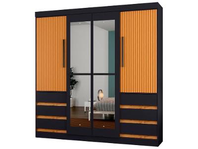Guarda-roupa Casal com Espelho 4 Portas 6 Gavetas Araplac Atraente Sofia