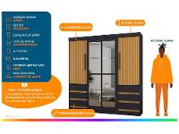 Guarda-roupa Casal com Espelho 4 Portas 6 Gavetas Araplac Sofia - 11