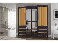 Guarda-roupa Casal com Espelho 4 Portas 6 Gavetas Araplac Sofia - 5