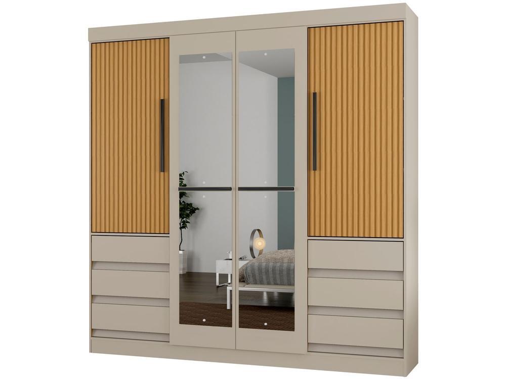 Guarda-roupa Casal com Espelho 4 Portas 6 Gavetas Araplac Sofia - 1