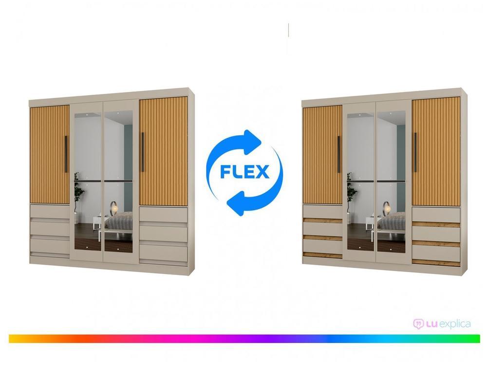 Guarda-roupa Casal com Espelho 4 Portas 6 Gavetas Araplac Sofia - 4