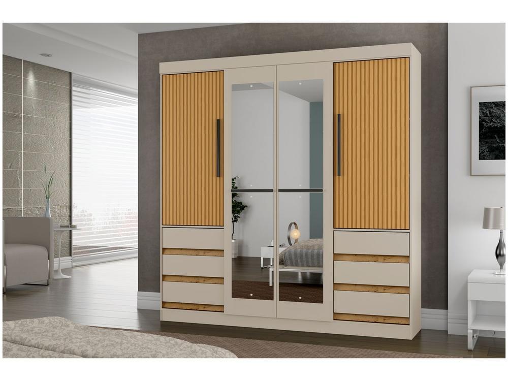 Guarda-roupa Casal com Espelho 4 Portas 6 Gavetas Araplac Sofia - 5