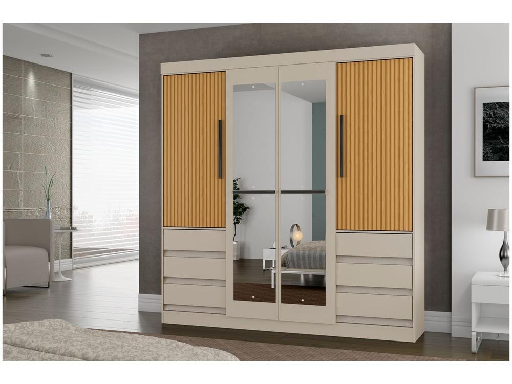 Guarda-roupa Casal com Espelho 4 Portas 6 Gavetas Araplac Sofia - 6