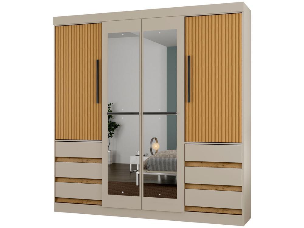 Guarda-roupa Casal com Espelho 4 Portas 6 Gavetas Araplac Sofia - 7