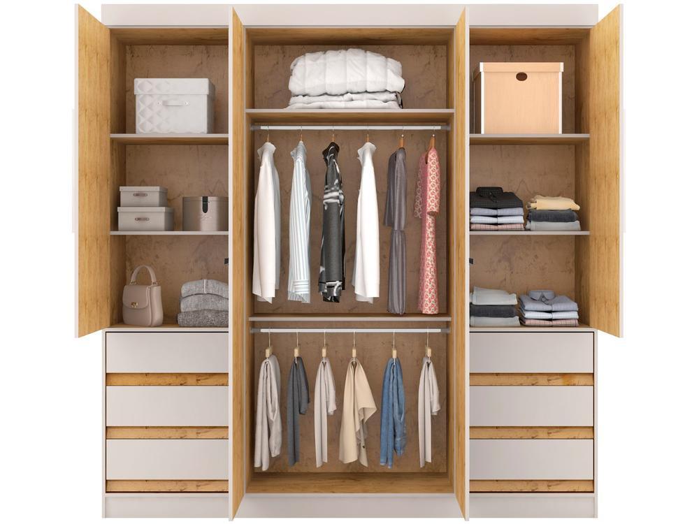 Guarda-roupa Casal com Espelho 4 Portas 6 Gavetas Araplac Sofia - 9