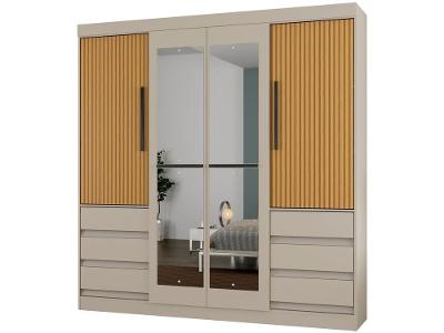 Guarda-roupa Casal com Espelho 4 Portas 6 Gavetas Araplac Atraente Sofia