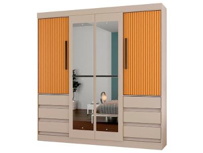 Guarda-roupa Casal com Espelho 4 Portas 6 Gavetas Araplac Atraente Sofia
