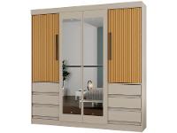 Guarda-roupa Casal com Espelho 4 Portas 6 Gavetas Araplac Sofia - 1