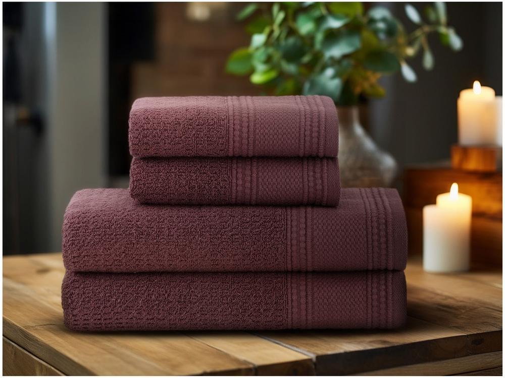 Jogo de Toalhas Buddemeyer 100% Algodão Novita Extra Soft Jacquard Felpa Marrom 4 Peças - 4