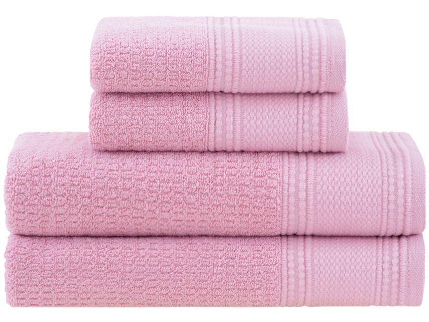 Jogo de Toalhas Buddemeyer 100% Algodão Novita Extra Soft Jacquard Felpa Rosa 4 Peças - 1