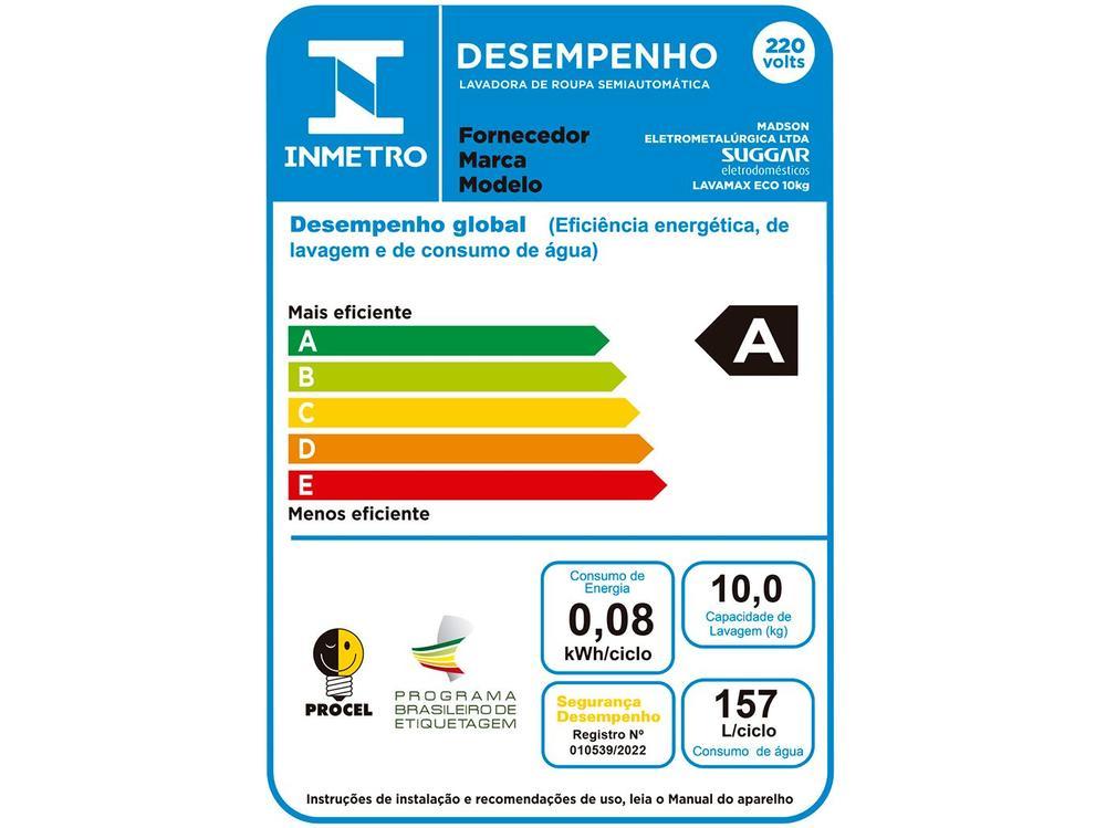 Tanquinho de Lavar Roupas Suggar 10kg LE1021PT - 4