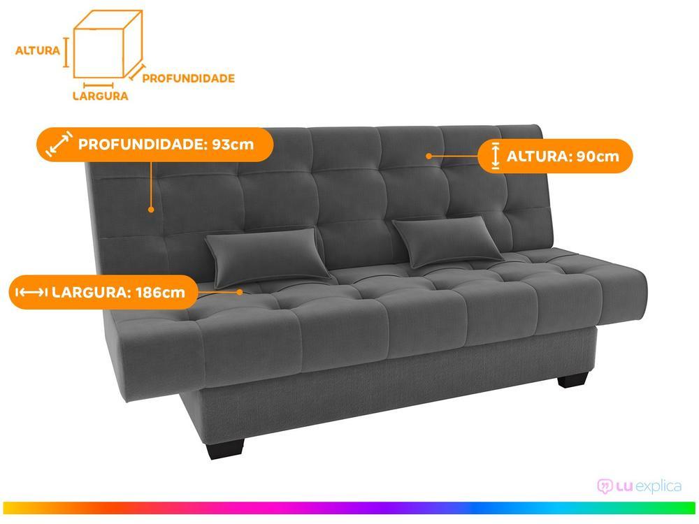 Sofá-cama 3 Lugares Casal Reclinável Veludo Matrix Laila - 3