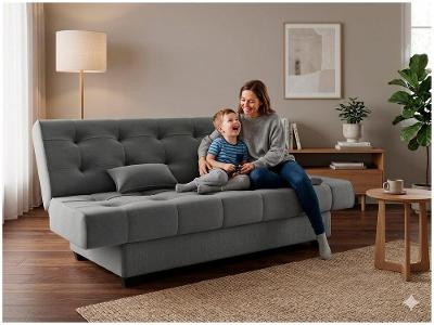 Sofá-cama 3 Lugares Casal Reclinável Veludo Matrix Laila