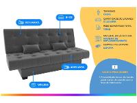 Sofá-cama 3 Lugares Casal Reclinável Veludo Matrix Laila - 2