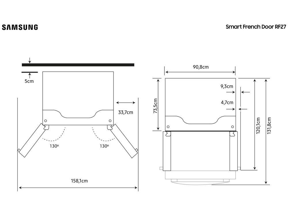 Geladeira/Refrigerador Samsung Smart Frost Free French Door 576L com Dispenser de Água e Gelo RF27CG5410SR/BZ - 6
