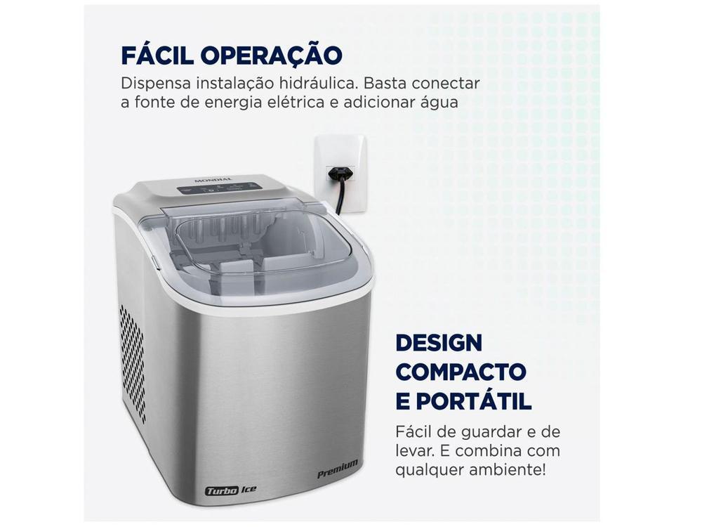 Máquina de Gelo Turbo Ice Premium MG-12-GI Mondial 12kg Cinza - 6