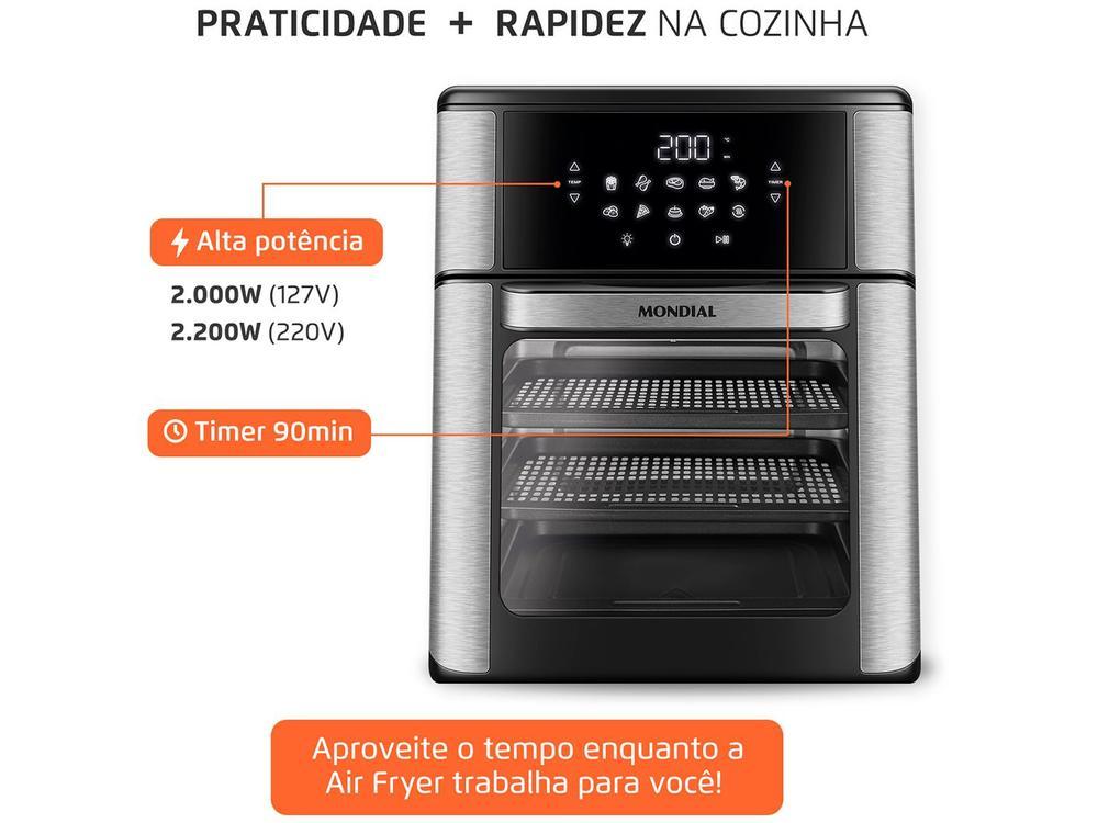 Air Fryer Mondial Forno Oven AFON-12L-BI Preto e Inox 12L - 35