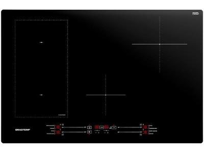 Cooktop 4 Bocas Indução Brastemp Vitrocerâmico Touch com Timer Preto Acendimento Automático BDJ77BE
