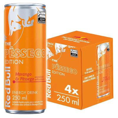 Red Bull Energético Morango e Pêssego 250ml 4 latas