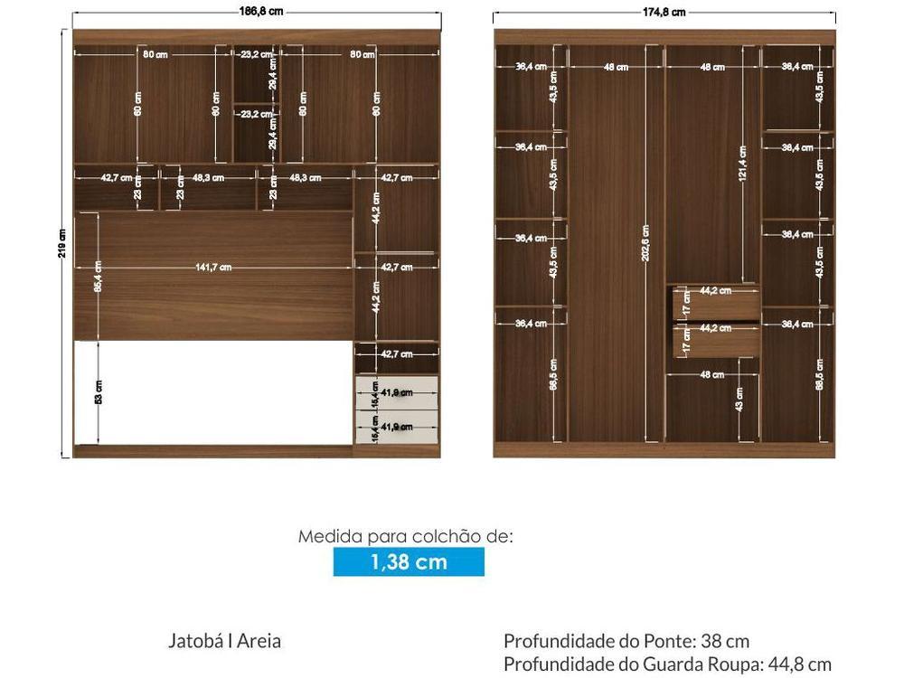 Quarto Modulado Casal 4 Peças Santos Andirá Lugano - 4
