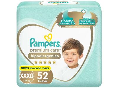 Fraldas Pampers Premium Care Tamanho XXXG (+19Kg) 52 Unidades