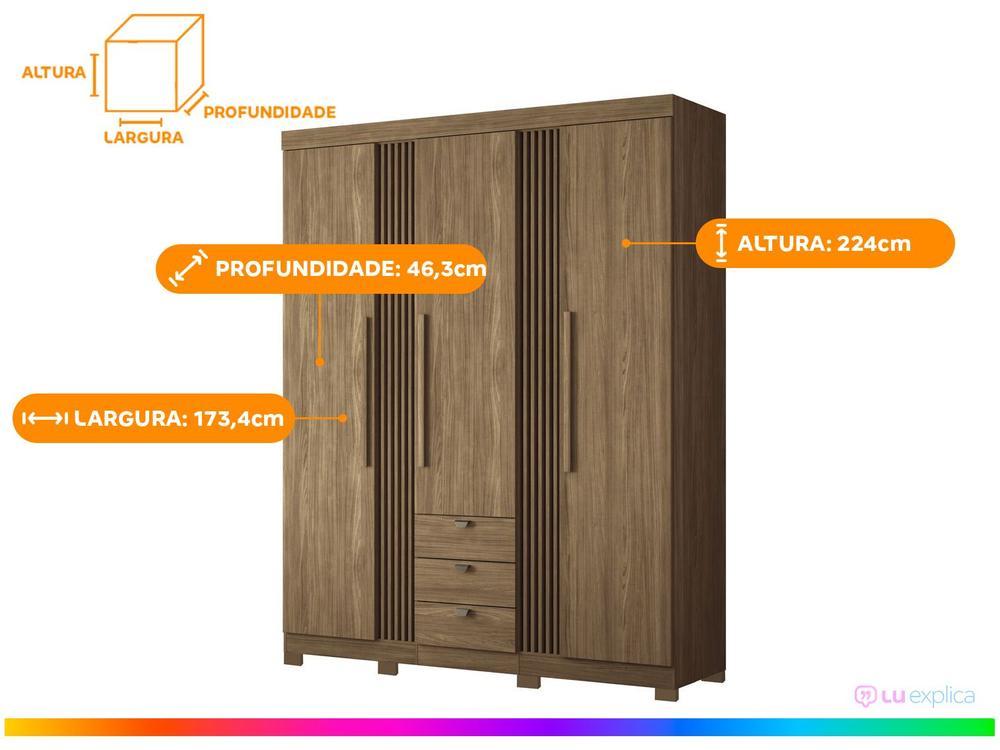 Guarda-roupa Casal 3 Portas 3 Gavetas Santos Andirá Aurora 3.3 - 3