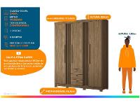 Guarda-roupa Casal 3 Portas 3 Gavetas Santos Andirá Aurora 3.3 - 2