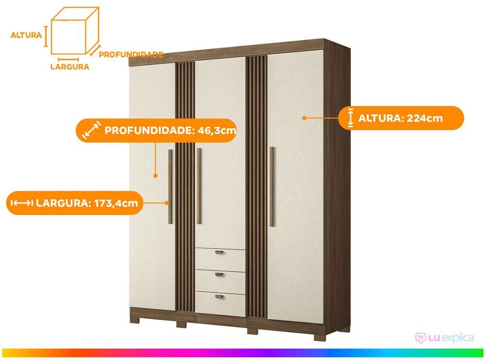 Guarda-roupa Casal 3 Portas 3 Gavetas Santos Andirá Aurora 3.3 - 3