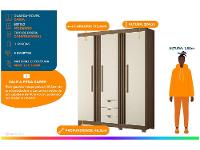 Guarda-roupa Casal 3 Portas 3 Gavetas Santos Andirá Aurora 3.3 - 2