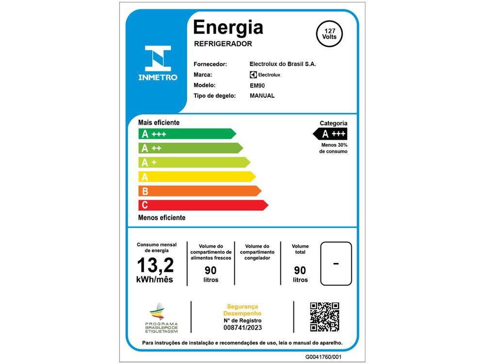 Frigobar Electrolux 90L Branco Efficient EM90 - 8