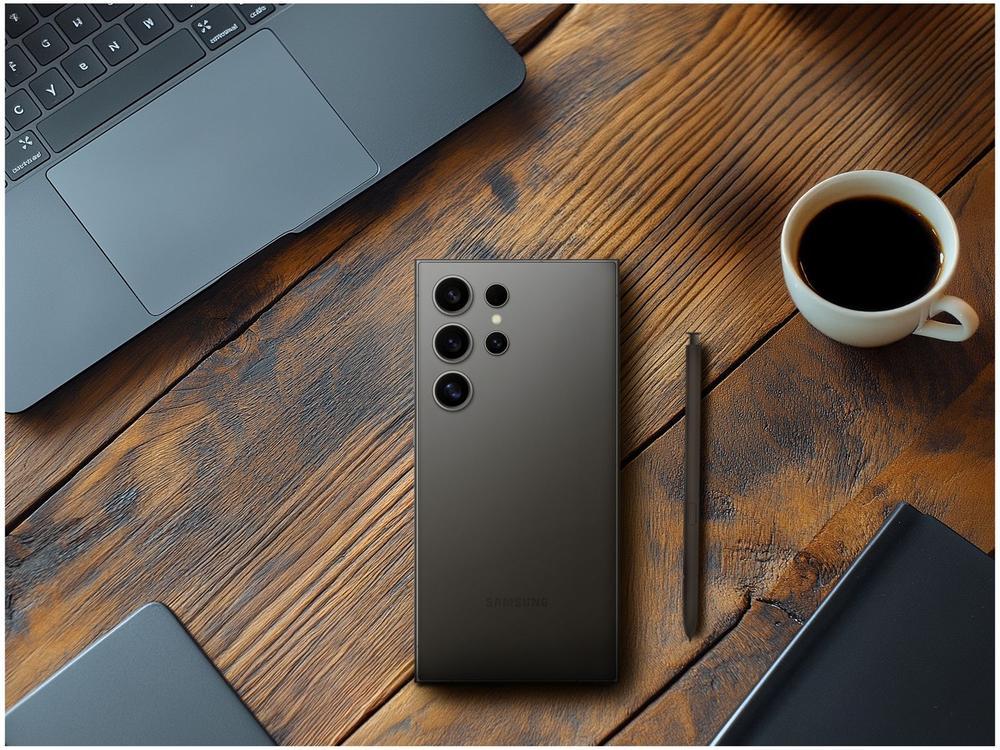 Smartphone Samsung Galaxy S24 Ultra 6,8" Galaxy AI 256GB Titânio Preto 5G 12GB RAM Câm. Quádrupla 200MP + Selfie 12MP Bateria 5000mAh Dual Chip - 6