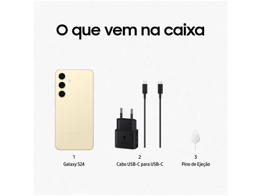 Smartphone Samsung Galaxy S24 6,2" Galaxy AI 256GB Creme 5G 8GB RAM Câm. Tripla 50MP + Selfie 12MP Bateria 4000mAh Dual Chip - 6