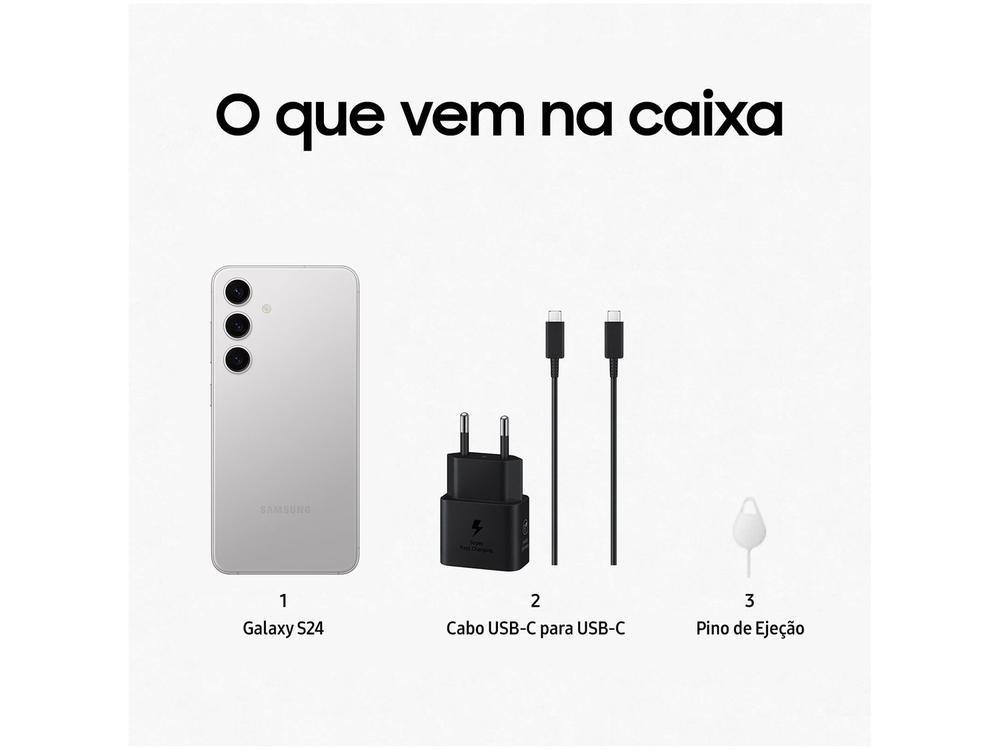 Smartphone Samsung Galaxy S24 6,2" Galaxy AI 256GB Cinza 5G 8GB RAM Câm. Tripla 50MP + Selfie 12MP Bateria 4000mAh Dual Chip - 6