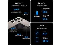 Smartphone Samsung Galaxy S24 Ultra 6,8" Galaxy AI 512GB Titânio Preto 5G 12GB RAM Câm. Quádrupla 200MP + Selfie 12MP Bateria 5000mAh Dual Chip