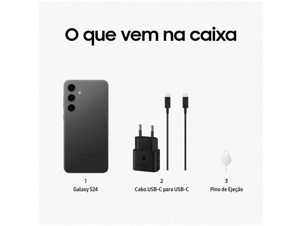 Smartphone Samsung Galaxy S24 6,2" Galaxy AI 256GB Preto 5G 8GB RAM Câm. Tripla 50MP + Selfie 12MP Bateria 4000mAh Dual Chip - 6