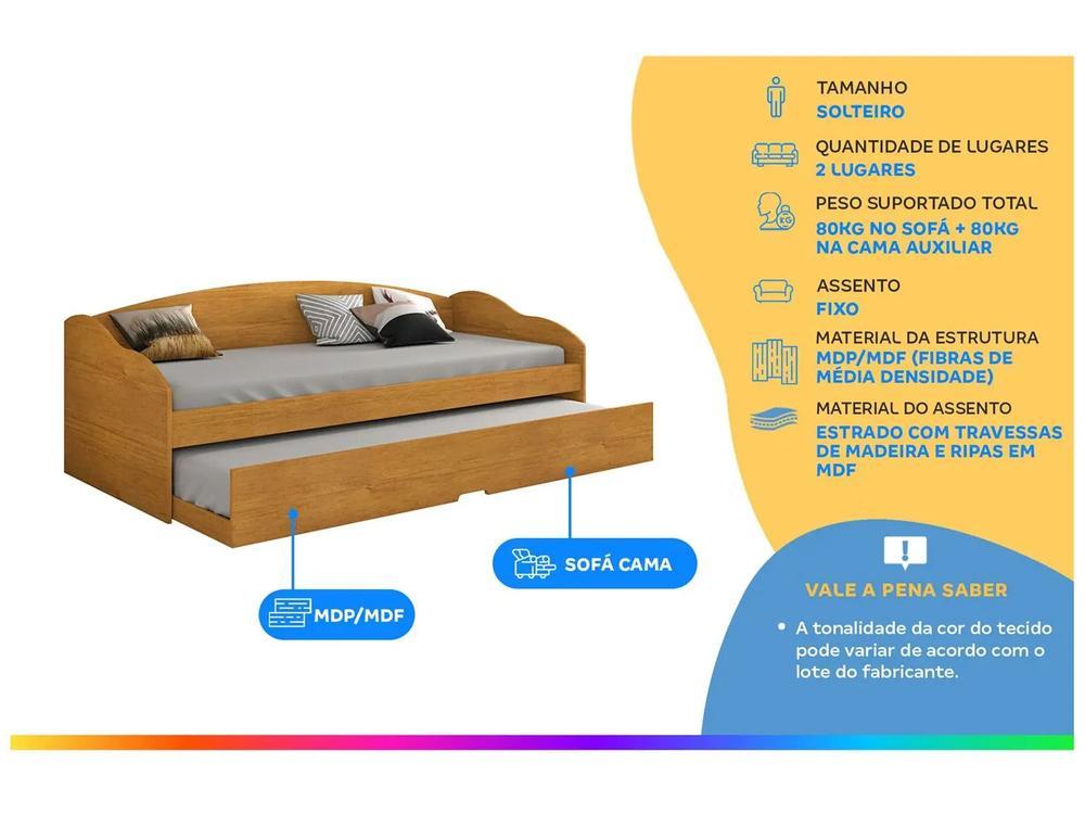 Bicama Solteiro com Cama Auxiliar Conquista Móveis Funny III Cinamomo - 2