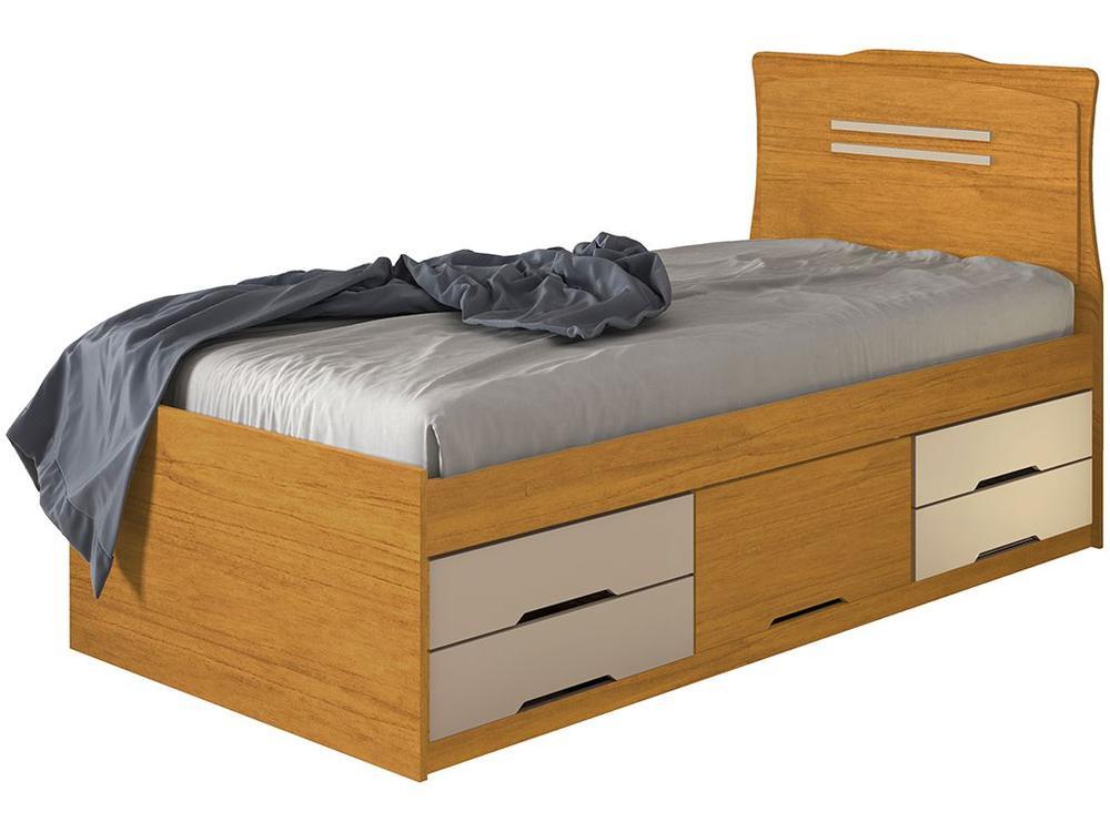 Cama de Solteiro Conquista Móveis Julia Cinamomo e Off-White - 1