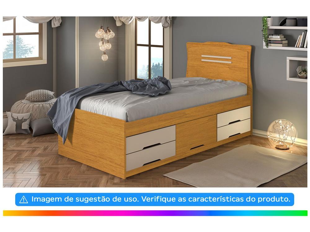 Cama de Solteiro Conquista Móveis Julia Cinamomo e Off-White - 2