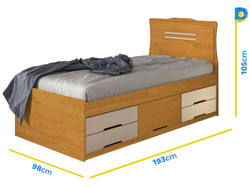 Cama de Solteiro Conquista Móveis Julia Cinamomo e Off-White - 4