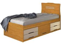 Cama de Solteiro Conquista Móveis Julia Cinamomo e Off-White - 1