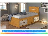 Cama de Solteiro Conquista Móveis Julia Cinamomo e Off-White - 2