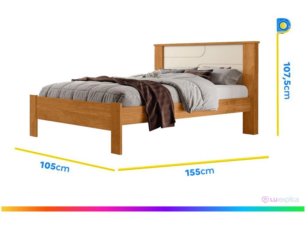 Cama de Casal Conquista Móveis Pérola Cinamomo e Off-White - 3