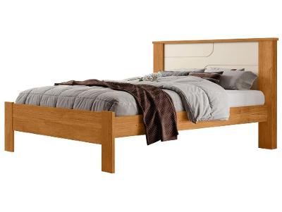 Cama de Casal Conquista Móveis Pérola Cinamomo e Off-White