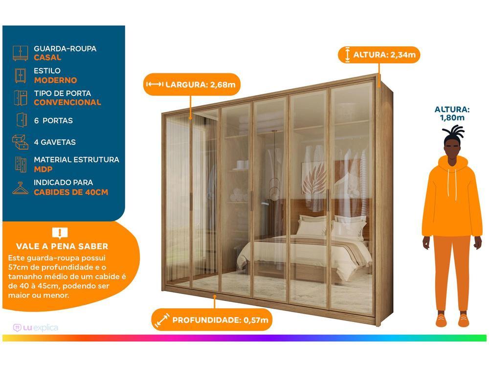 Guarda-roupa Casal 6 Portas 4 Gavetas Caemmun Reflex - 2