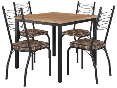 Mesa de Jantar 4 Cadeiras Quadrada Preto Fosco Artefamol Florença