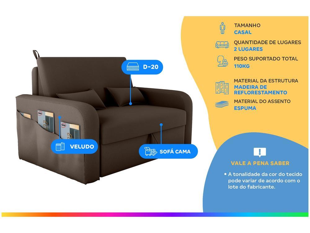 Sofá-cama 2 Lugares Casal Veludo Matrix Lady Dai - 2